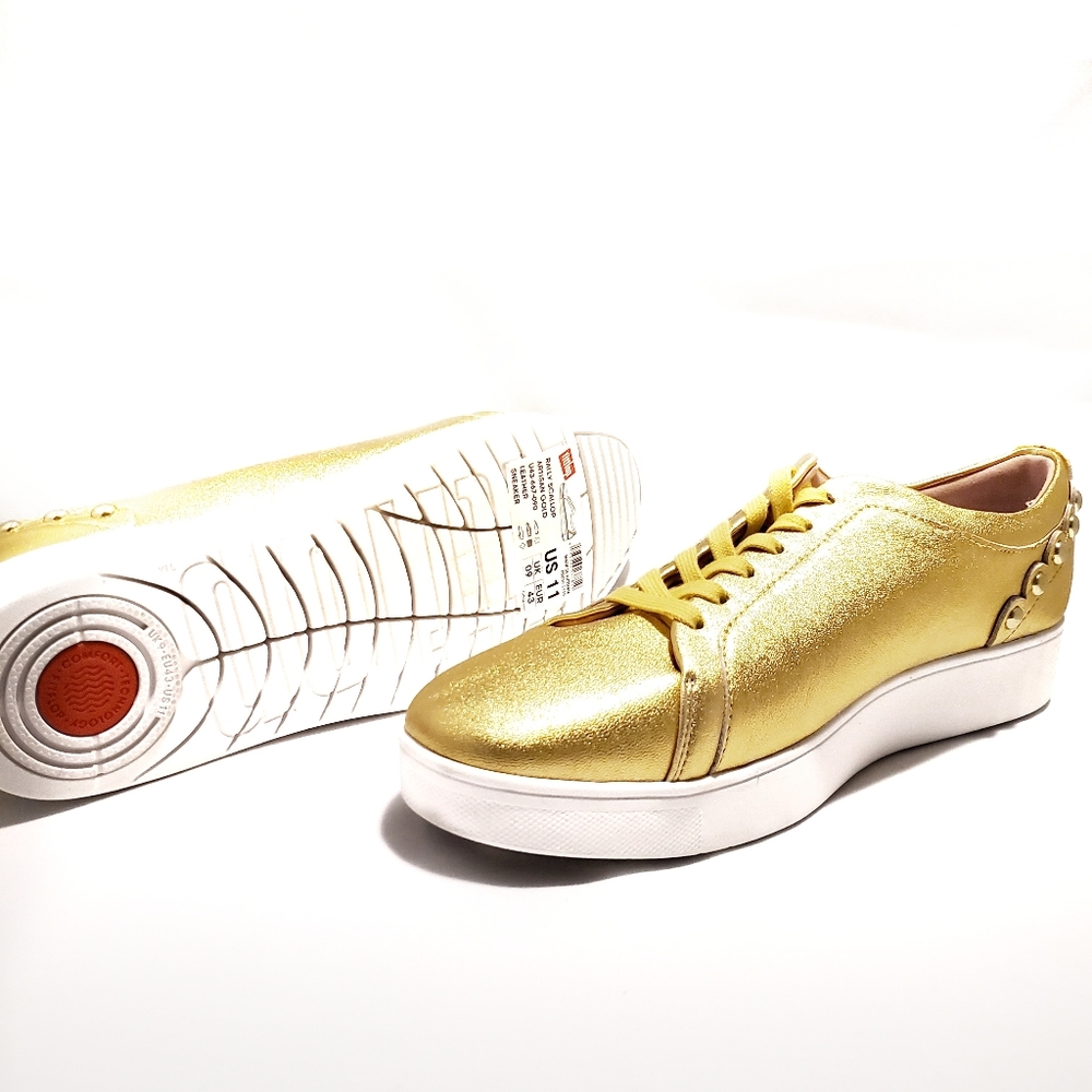FitFlop gold Leather Sneaker Size 11 Rally